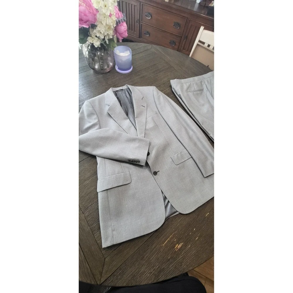 Christian Dior Monsieur Gray Wool 2Pc 40L Suit Blazer Pants Vintage USA Tailored